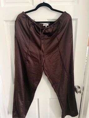 Madewell Satin Dark Brown Drawstring pants